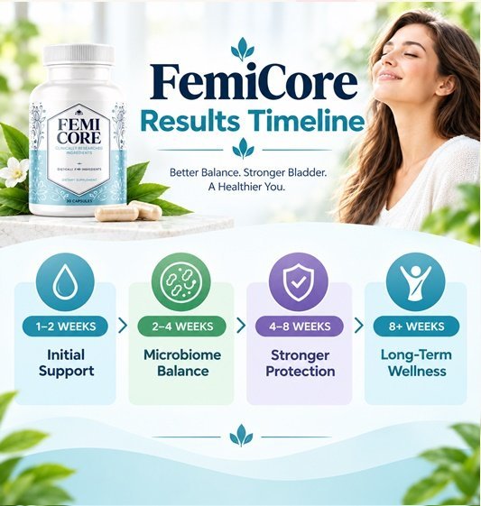 FemiCore results timeline showing what to expect week by week